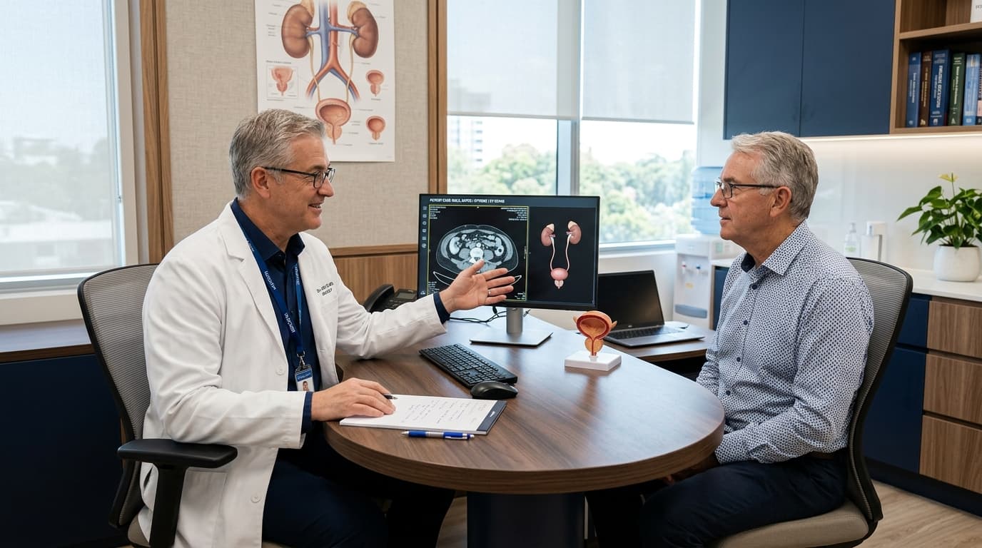 Consultation et questions avant prostatectomie robot-assistée à Rabat